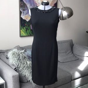 Calvin Klein Beaded Collar fitted dress